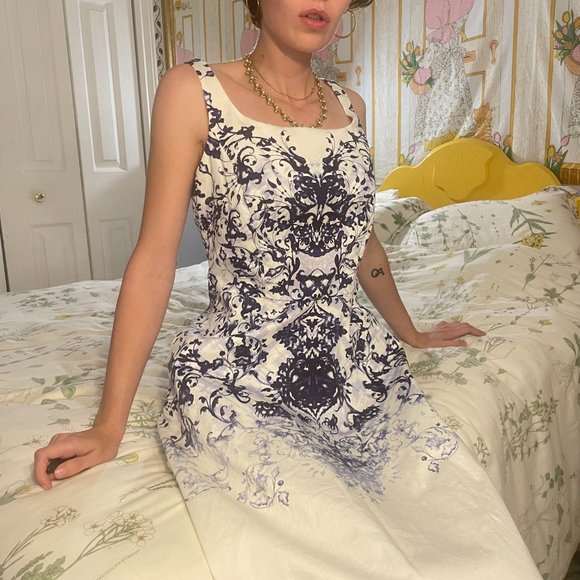 Ink blot white purple retro style shift dress! - Picture 1 of 16